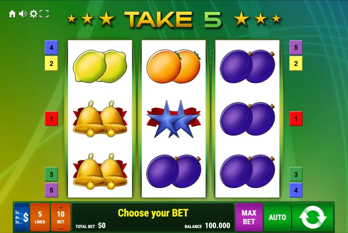 Screenshot des Take 5 Slots von Gamomat