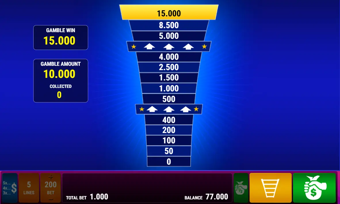 Screenshot der Ladder Gamble Funktion